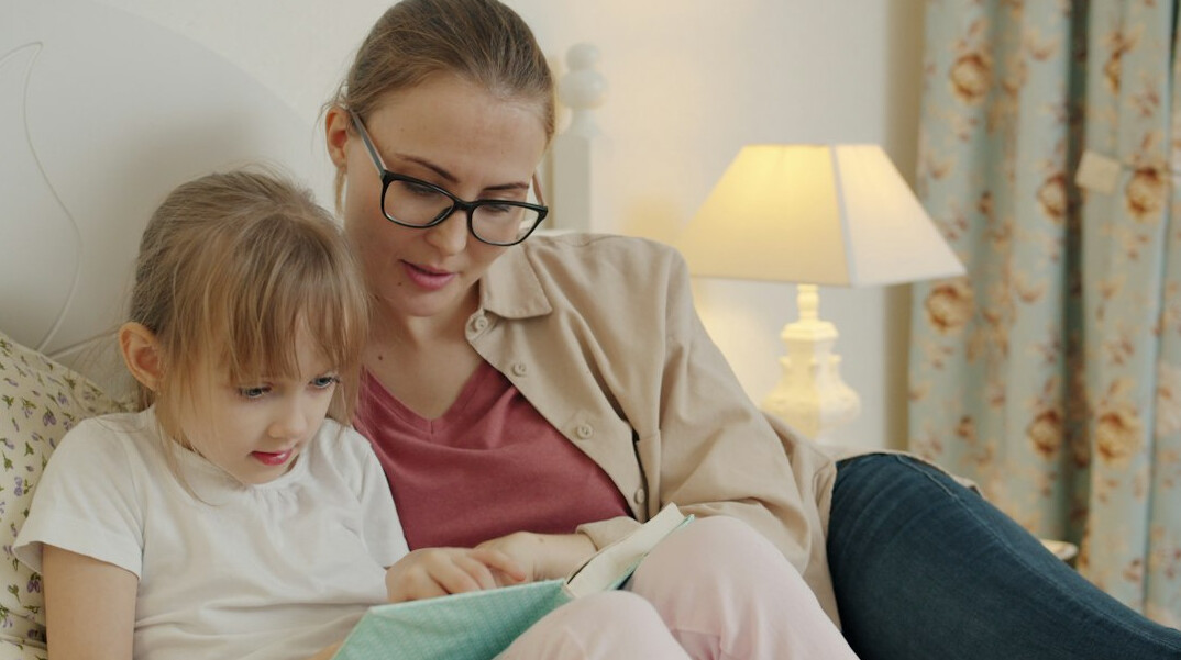 woman with child in home